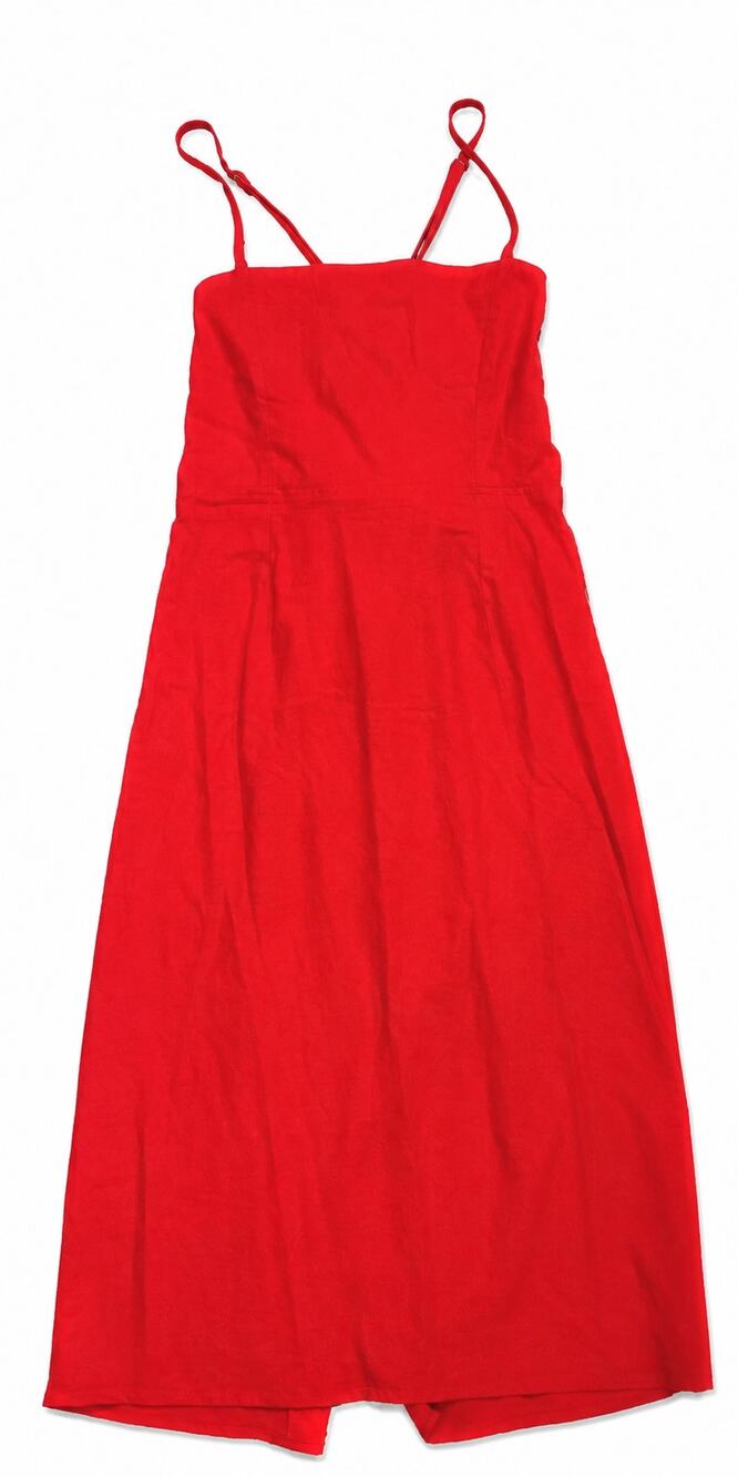 Wild Fable Red Linen Blend Corset Back Midi Dress Criss Cross Back Size, 10